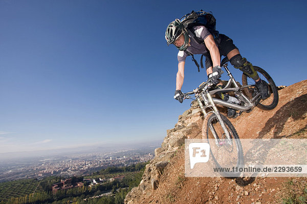 Spain  Sierra Nevada  Granada  man mountain biking downhill