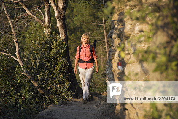 Italy  Liguria  Monterosso al Mare  Woman hiking