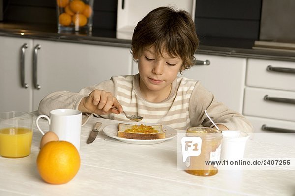 Boy having breakfast