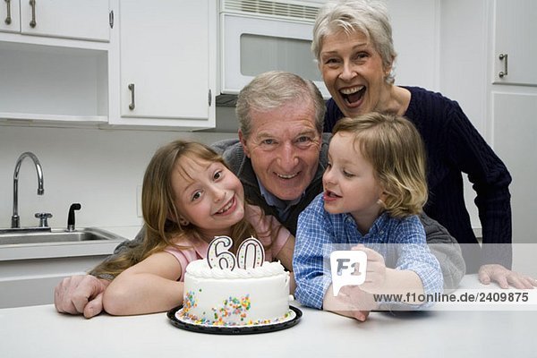 Grandparents and grandchildren celebrating a birthday