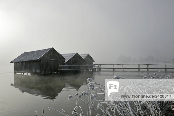 Germany,  Bavaria,  Murnau,  Lake in winter