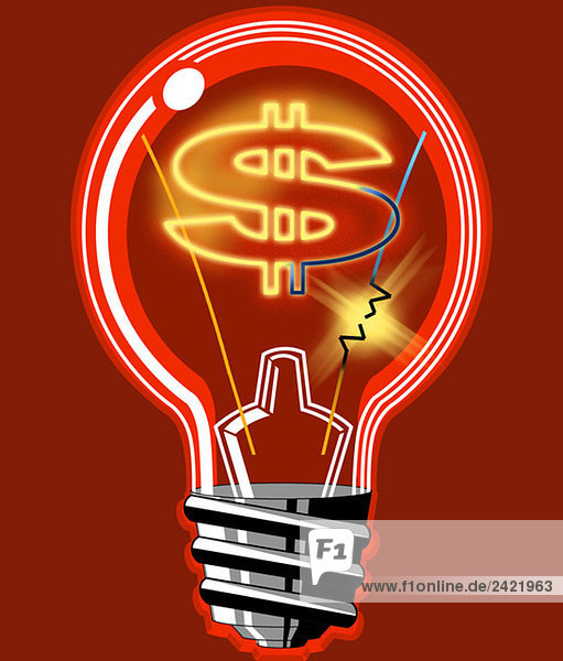 Light bulb with dollar sign inside