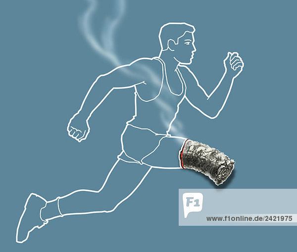 Athlete with burning cigarette-leg