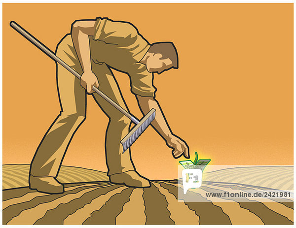 Man planting money