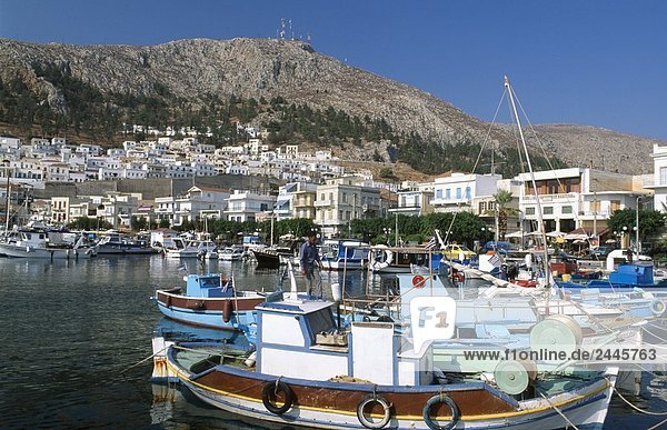 Fischerboote in Harbor  Pothia  Kalymnos  Dodecanese Inseln  Ägäische Inseln  Griechenland