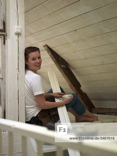 A young woman renovating Sweden.