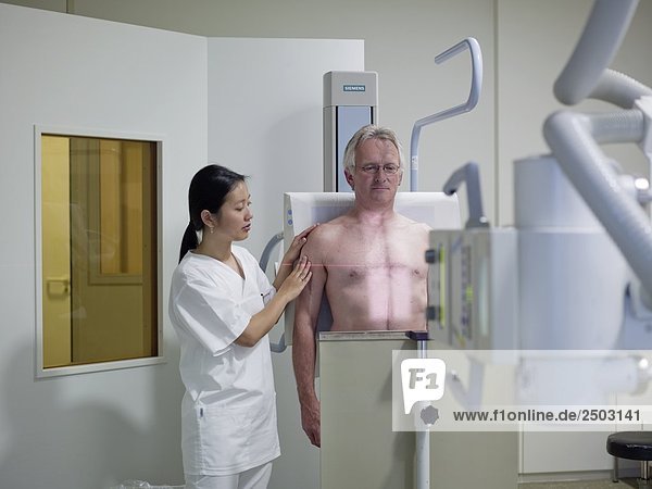 Patient having x-ray examination