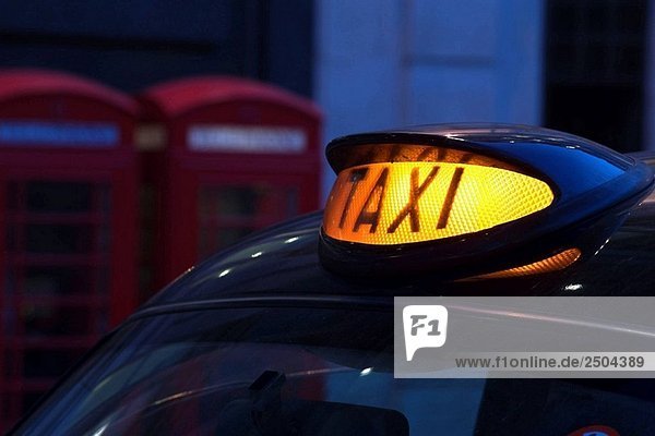 Close up Details-Taxi für Verleih Licht London England UK