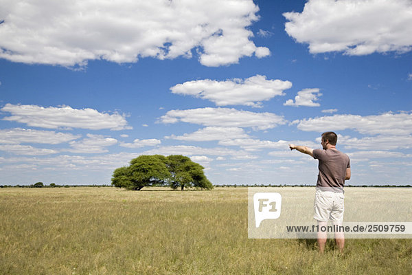 Africa  Botswana  Tourist looking at the landscape