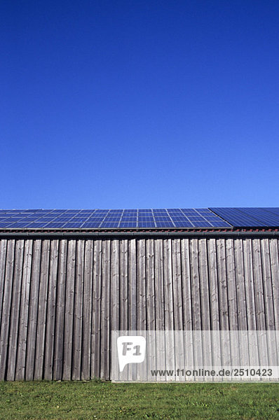 Germany  Bavaria  Solar cells on wooden barn