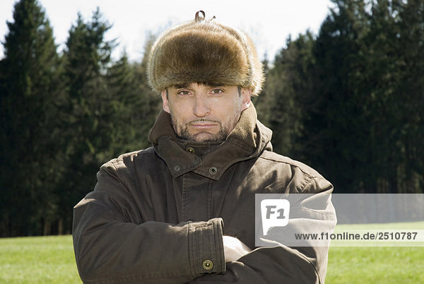 Man with fur cap  portrait