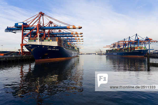 Deutschland  Hamburg  Waltershof  Container Terminal  Schiffe