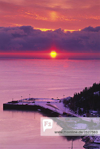 View of St. Lawrence River and Sunrise, Tadoussac Manicouagan region ...