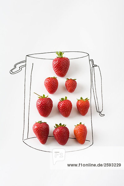Reife Erdbeeren in der Zeichnung eines Glases