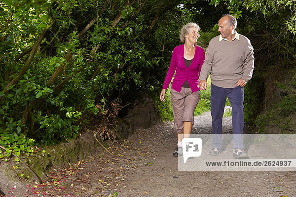 Seniorenpaar zu Fuß