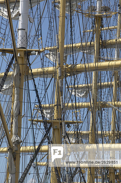 Germany  Hamburg  Harbour  View of the masts of a sailing ship
