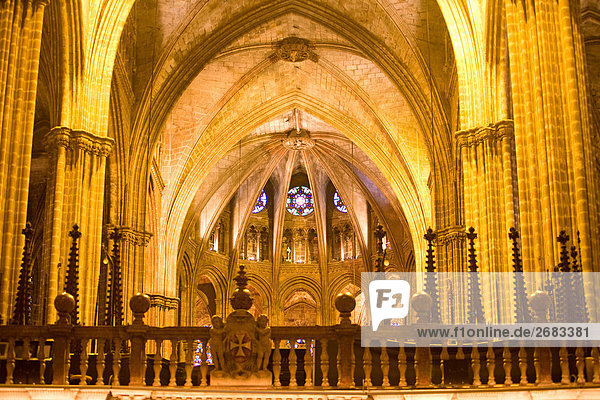 Innere der Kirche  Santa Cruz y Santa Eulalia  Barcelona  Katalonien  Spanien