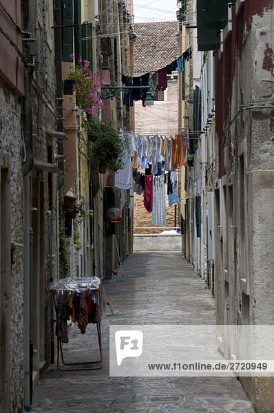 Italy Venice Clotheslines in lane