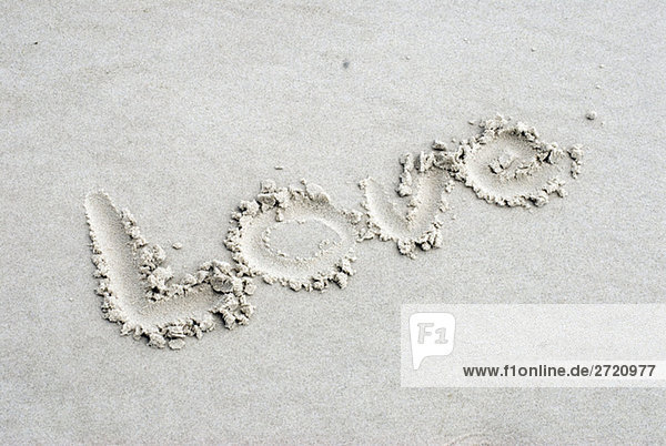 Germany  Amrum  The word Love written in sand