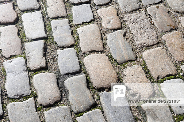 Cobblestone pavement  elevated view  full frame
