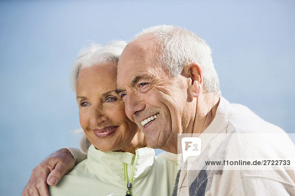 Germany  Bavaria  Walchensee  Senior couple smiling  portrait
