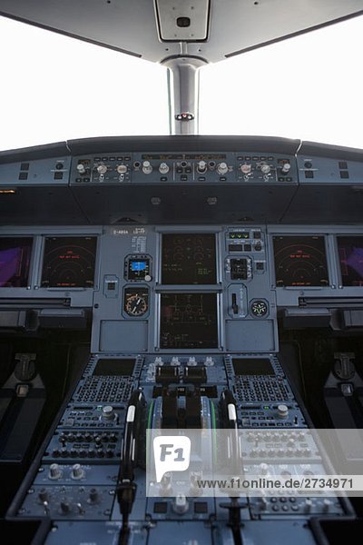 Das Cockpit eines Verkehrsflugzeugs