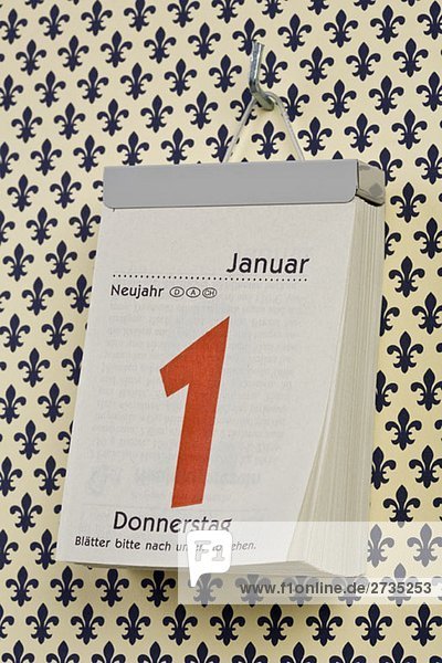 Ein deutscher Tageskalender am Neujahrstag