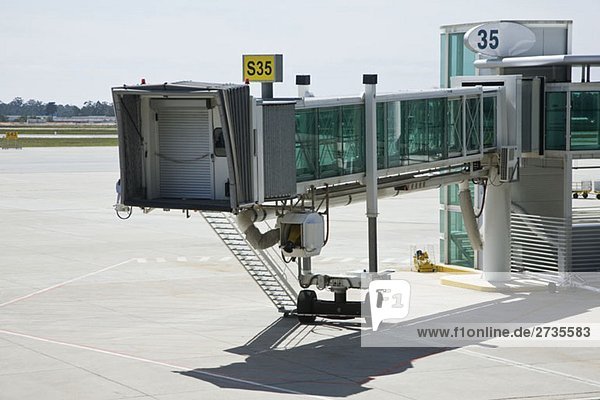 Passenger boarding bridge at an airport