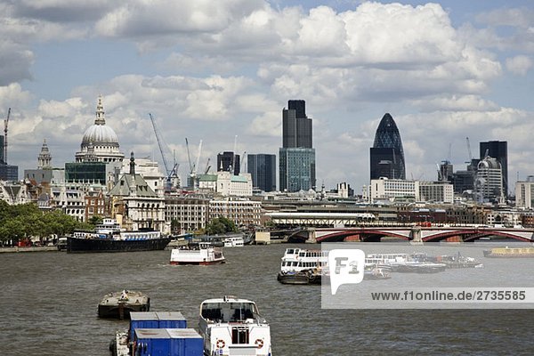 London skyline and Thames river