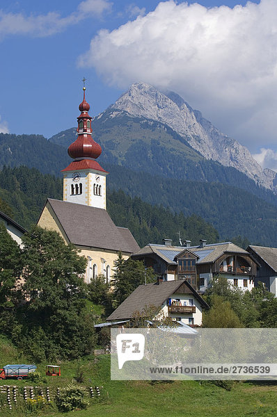 Church and houses in village  Austria