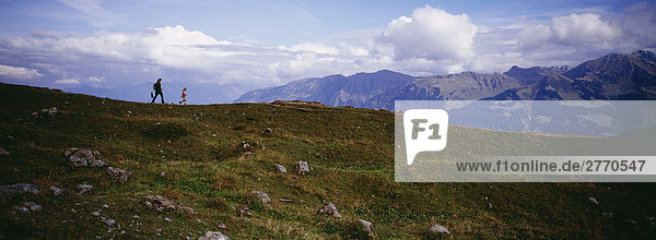 Blick über die Allgäuer Alpen Allgäu Bayern Deutschland