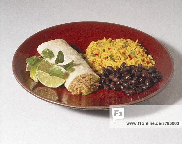 Pork Burrito with Black Beans and Rice
