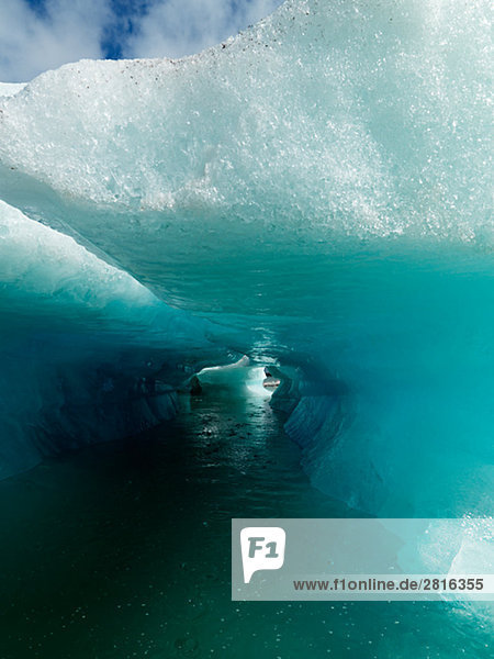 Iceberg and ice sculptures Vatnajokull Iceland.