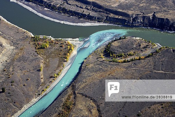 The Junction between the Chilcotin and Fraser rivers and the BC Grasslands  british columbia  canada.