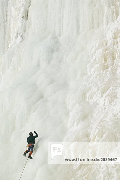 Ice Climber im Parc De La Chute  Montmorency Falls Park  Montmorency-Fall  83 Meter hoch  Quebec City  12 km östlich  Québec  Kanada.