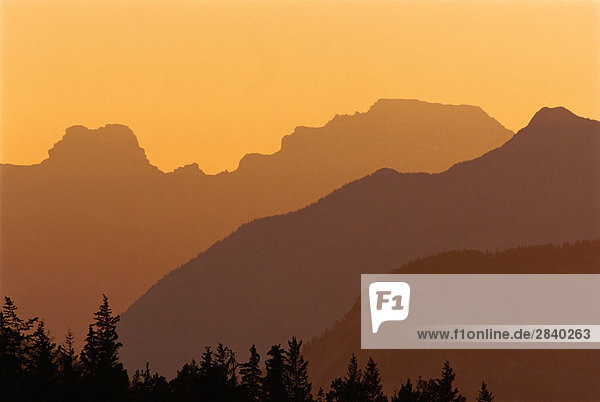 Canadian Rockies bei Sonnenuntergang  Banff-Nationalpark  Alberta  Kanada.