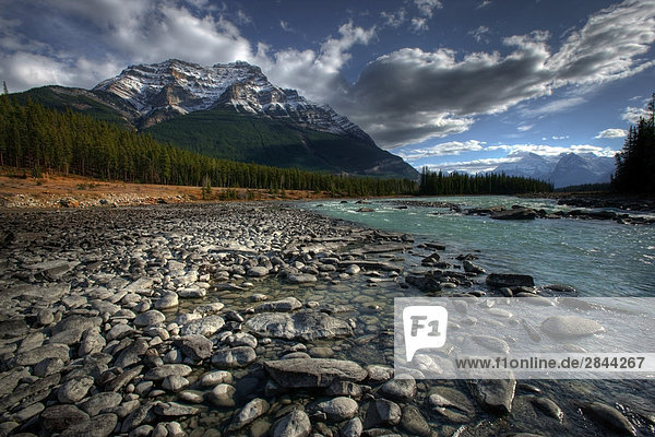 Athabasca River entlang dem Columbia Icefields Parkway im Jasper-Nationalpark in Alberta  Kanada