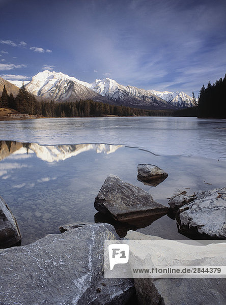 Johnson Lake and the Fairholme Range  Banff National Park  Alberta  Canada
