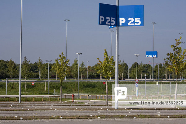 Deserted Car park Information signs