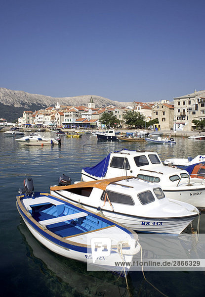 Croatia  Krk Island  Baska  Boats anchoring