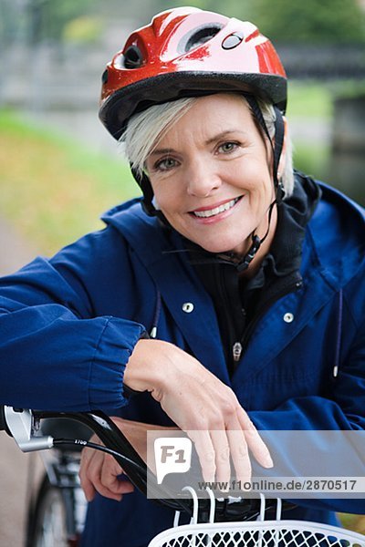 Portrait of a woman wearing a safety helmet Sweden.
