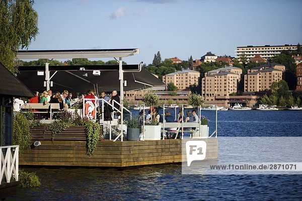 Ein open-air Restaurant Stockholm Schweden.