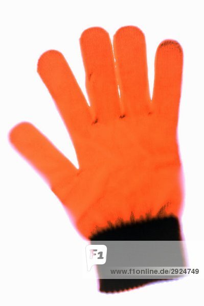 Ein orangefarbener Handschuh