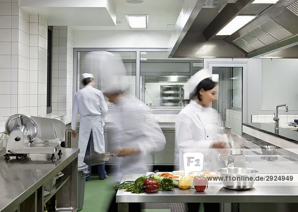 A busy commercial kitchen