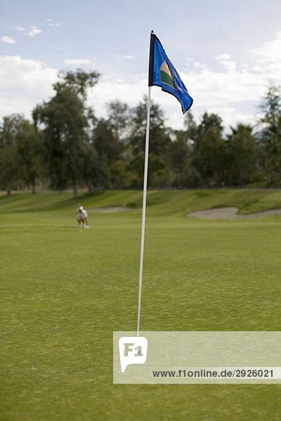Golfflagge auf einem Putting Green