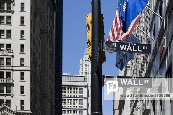 Schilder für'Wall Street'  Manhattan  New York City