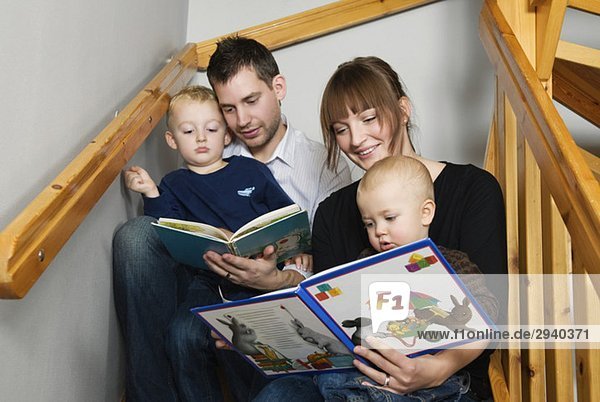 Family reading books