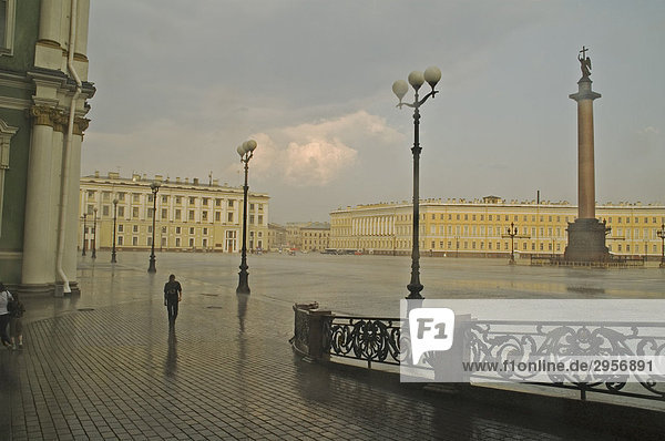 The castle place during the rain Saint Peterburg Russia