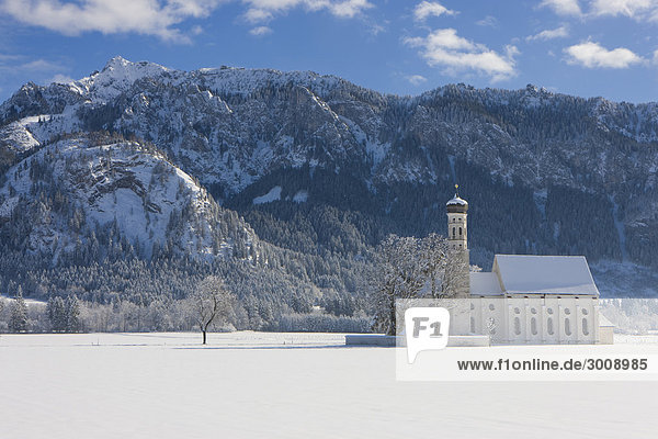 Schwangau  Deutschland  Bayern  Kirche  Bäume  Schnee