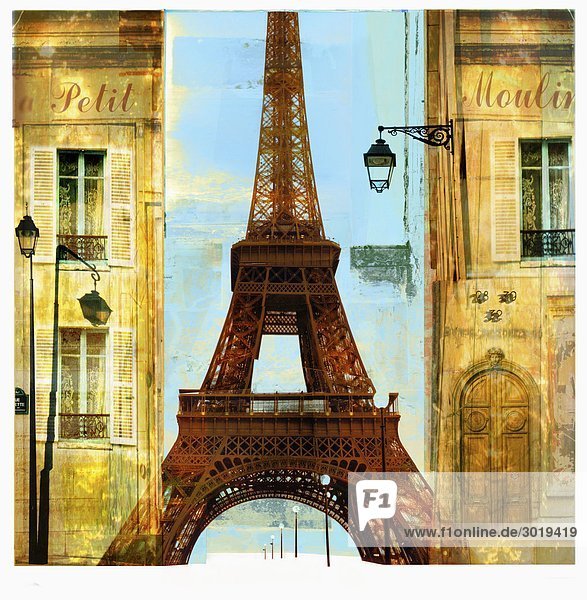 Eiffelturm und Wohnhäuser